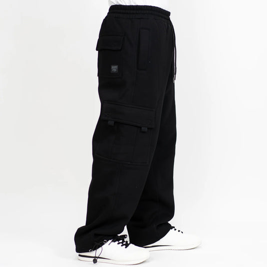 FB County Heavyweight Loose Fit Cargo Sweatpants in black - right side.