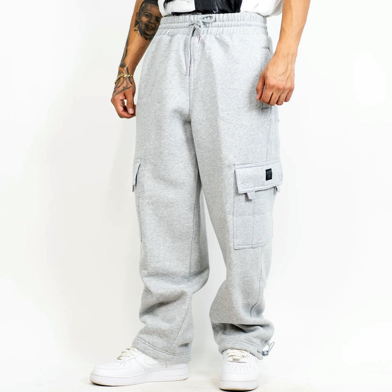 Load image into Gallery viewer, FB County Heavyweight Loose Fit Cargo Sweatpants in light grey - front.
