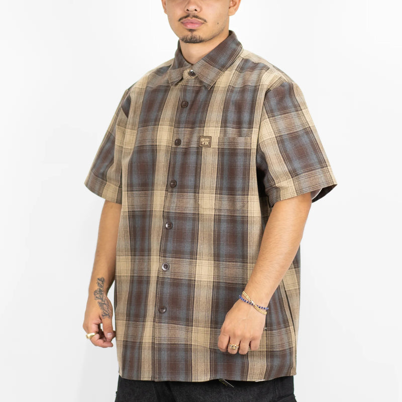 Load image into Gallery viewer, FB County Short Sleeve Checker Flannel Button Up Shirt
