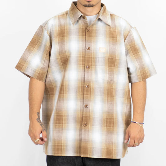 FB County Short Sleeve Checker Flannel Button Up Shirt