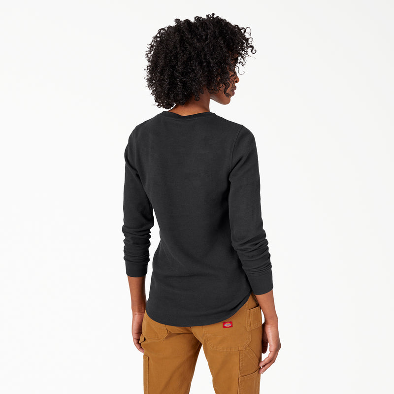 Load image into Gallery viewer, Dickies Women&#39;s Long Sleeve Thermal Shirt Black -Back
