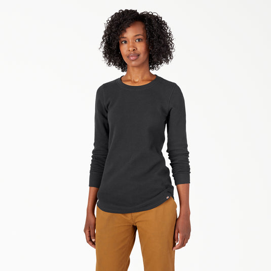 Dickies Women's Long Sleeve Thermal Shirt Black - Front