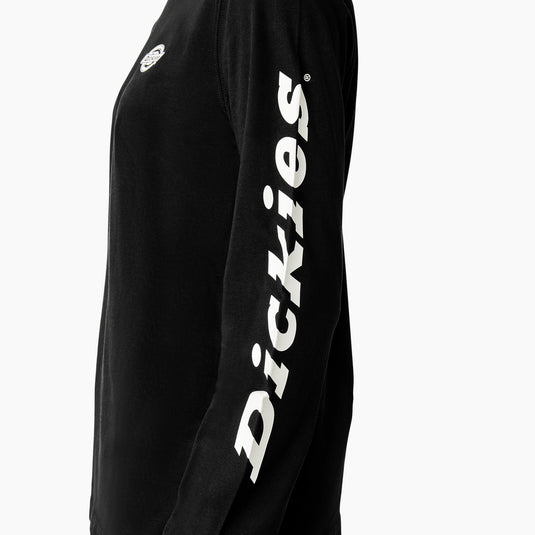 Dickies Women's Long Sleeve Wordmark Tee - Black - Sleeve Logo