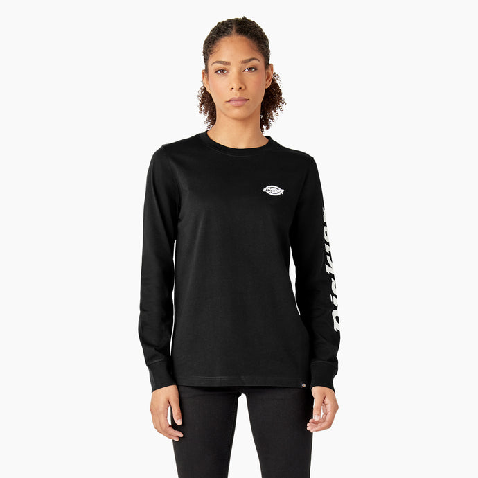 Dickies Women's Long Sleeve Wordmark Tee - Black - Front