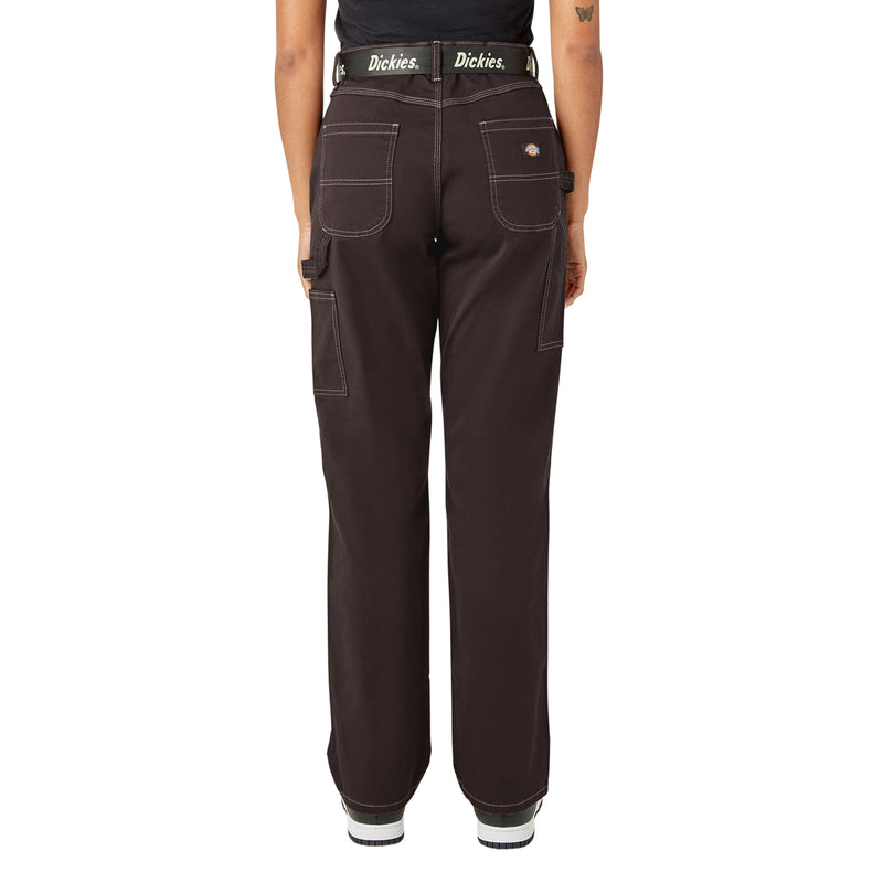 Load image into Gallery viewer, Dickies Women&#39;s Relaxed Fit Carpenter Pants Dark Brown - Back
