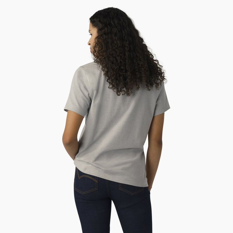 Load image into Gallery viewer, Dickies Women&#39;s Tri-Color Logo Tee - Heather Gray - Back
