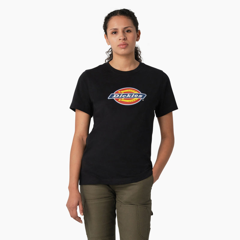 Load image into Gallery viewer, Dickies Women&#39;s Tri-Color Logo Tee - Black - Back
