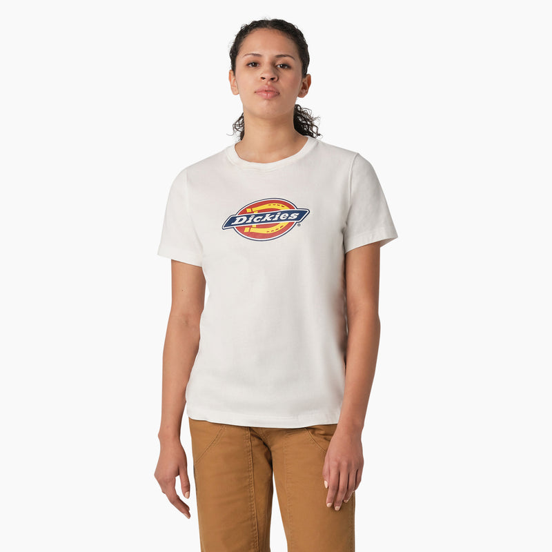 Load image into Gallery viewer, Dickies Women&#39;s Tri-Color Logo Tee - White - Front
