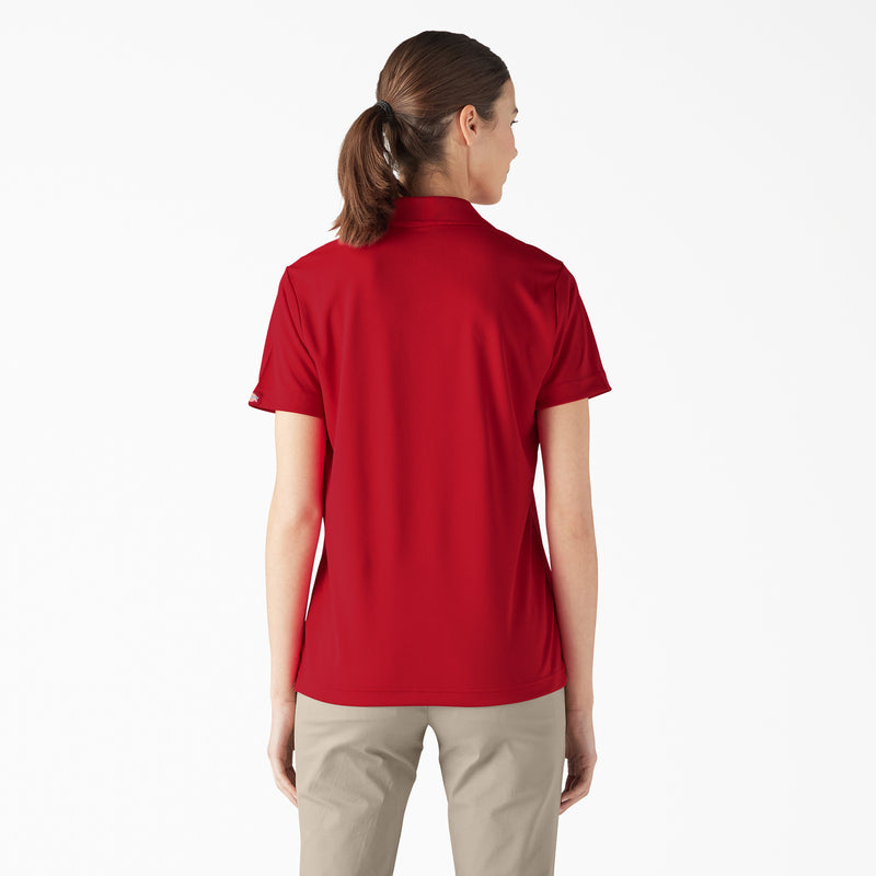 Load image into Gallery viewer, Dickies Women&#39;s Short Sleeve Performance Polo Apple Red - Back
