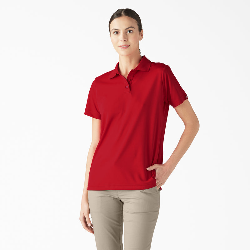 Load image into Gallery viewer, Dickies Women&#39;s Short Sleeve Performance Polo Apple Red - Front
