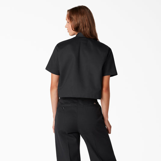 Dickies Women's Cropped Work Shirt Black - Back