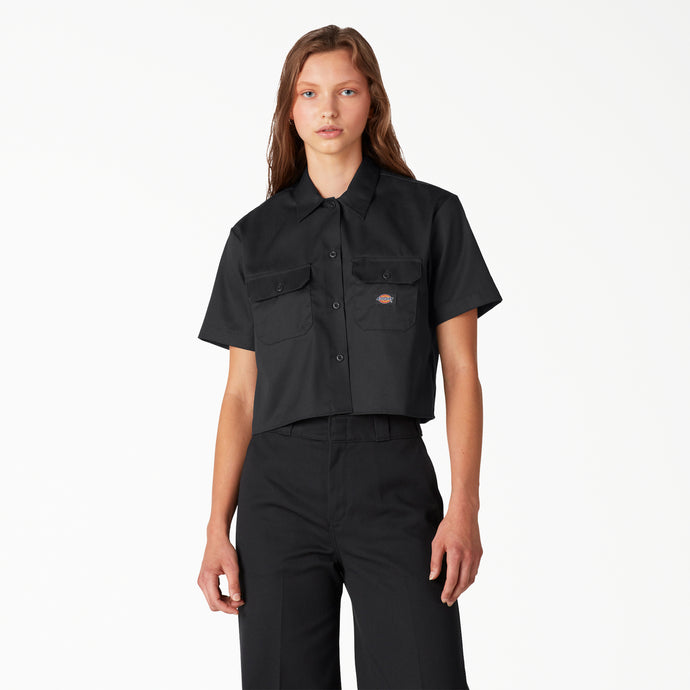 Dickies Women's Cropped Work Shirt Black - Front