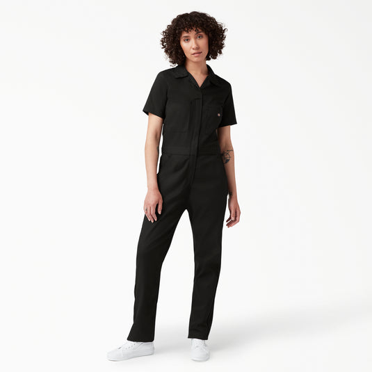 Dickies Women's FLEX Cooling Short Sleeve Coveralls Black - Front