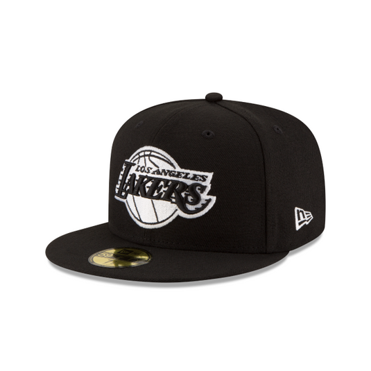 New Era LA Lakers 59Fifty Fitted - Black & White - Left