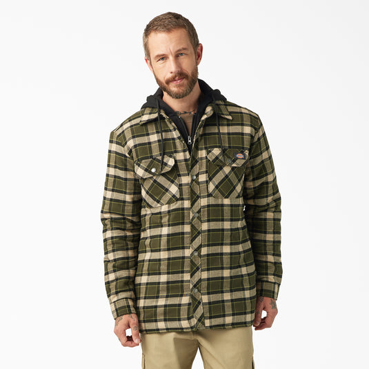 Dickies Hooded Flannel Shirt Jac - Tactical Green - Front