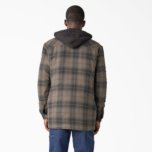 Dickies Hooded Flannel Shirt Jac - Moss Choco - Back