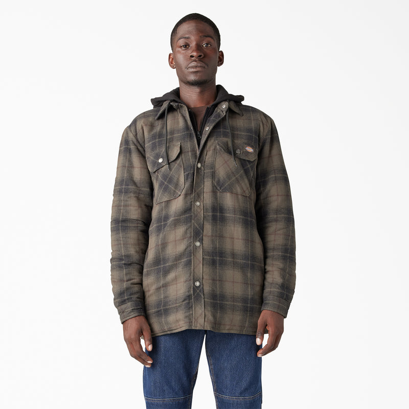 Load image into Gallery viewer, Dickies Hooded Flannel Shirt Jac - Moss Choco - Front
