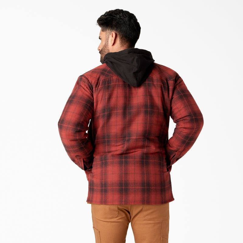 Load image into Gallery viewer, Dickies Hooded Flannel Shirt Jac - Brick Black - Back
