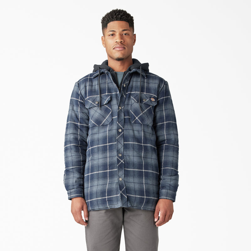 Load image into Gallery viewer, Dickies Hooded Flannel Shirt Jac - Navy Storm - Front
