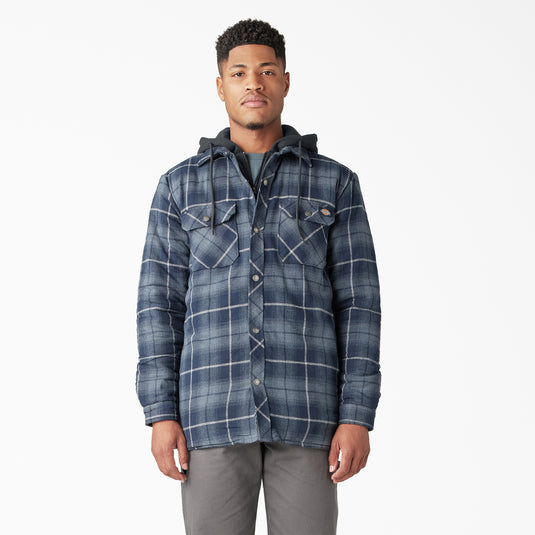 Dickies Hooded Flannel Shirt Jac - Navy Storm - Front