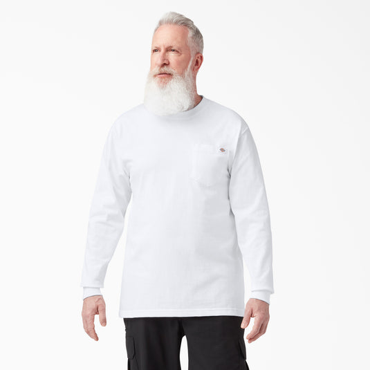 Dickies Long Sleeve Heavyweight Pocket Tee White