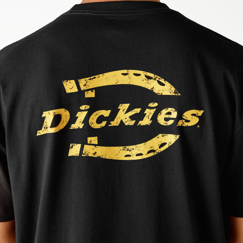 Load image into Gallery viewer, Dickies Short Sleeve Heavyweight Horseshoe Logo Tee Knit Black - Back Logo
