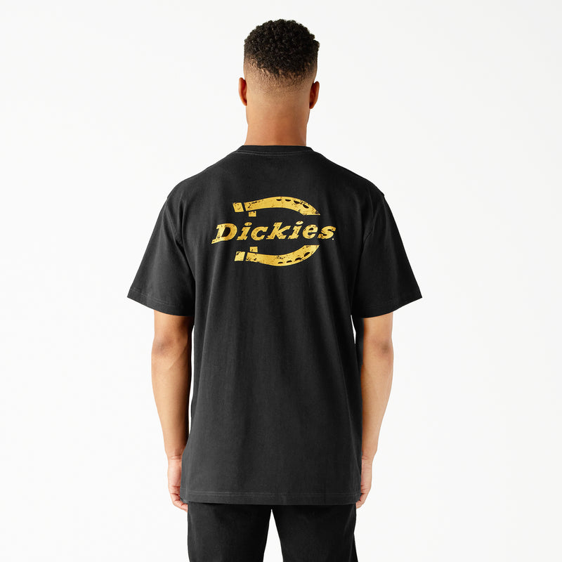 Load image into Gallery viewer, Dickies Short Sleeve Heavyweight Horseshoe Logo Tee Knit Black - Back
