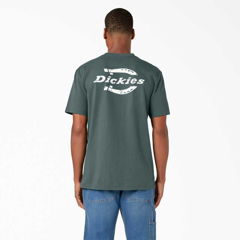 Load image into Gallery viewer, Dickies Short Sleeve Heavyweight Horseshoe Logo Tee Lincoln Green - Back
