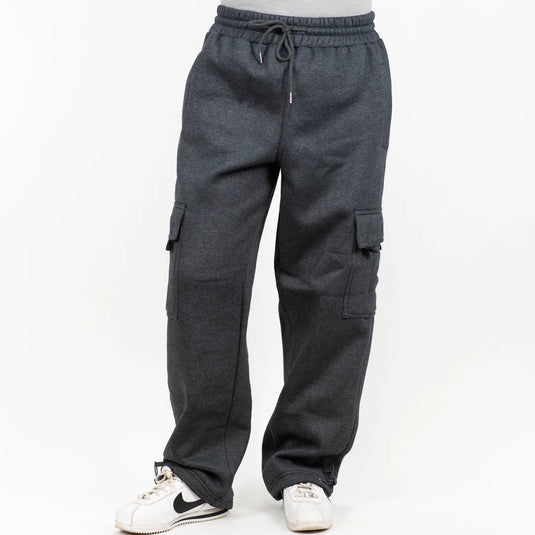 FB County Heavyweight Baggy Cargo Sweatpants - Charcoal - Front